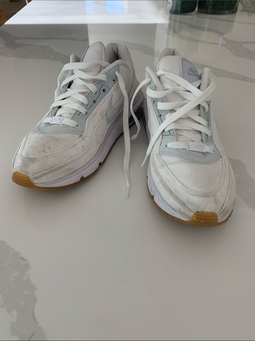 Nike White and Light Gray Sneakers with Gum Outsoles
